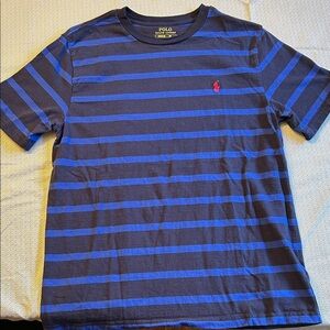 Polo by Ralph Lauren Men's Navy and Blue Striped Tee